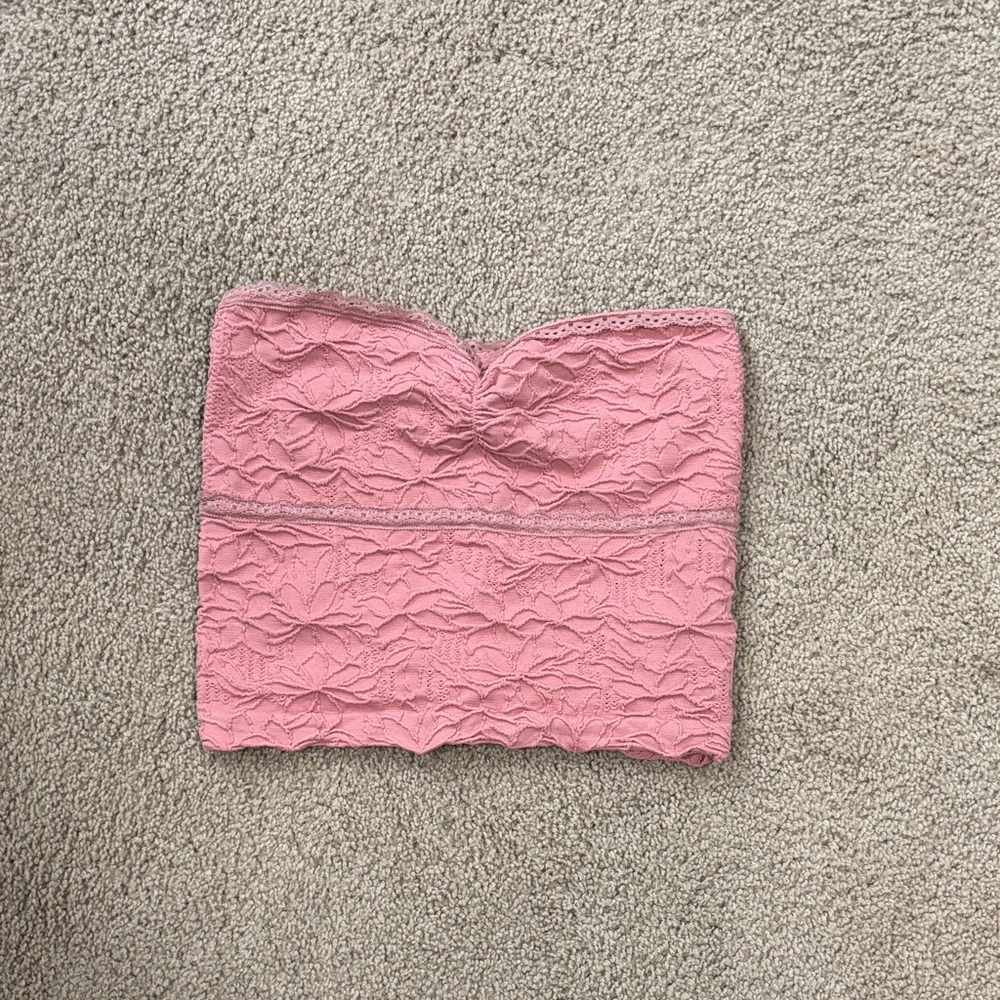 Pink Lace Strapless Top